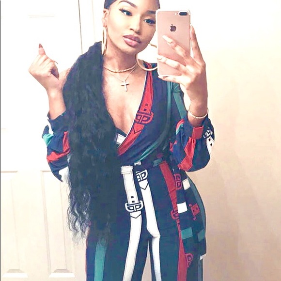 Green red white blue striped jumpsuit romper XL 12 - Picture 3 of 6